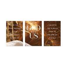 God With Us Manger Gold Triptych 