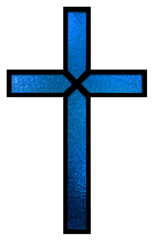 Banners, Easter, Blue Stained Glass Cross, 4' x  12'